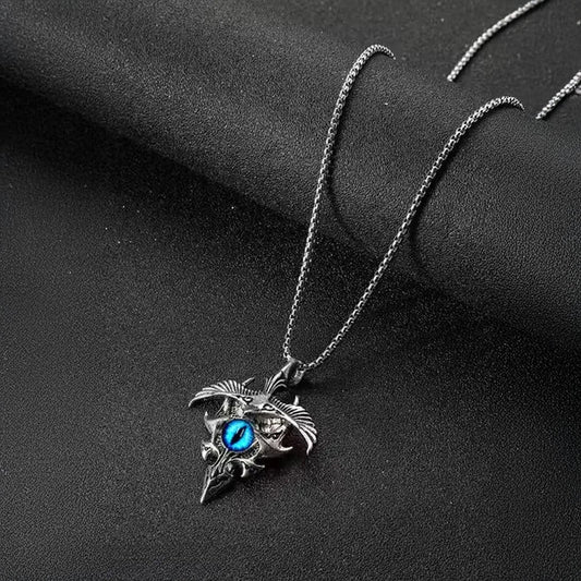 Men’s Agate Stone Pendant Locket with Rhodium-Plated Chain