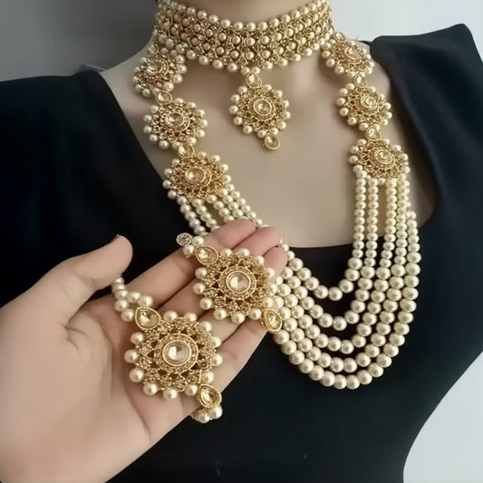 Gold-Plated American Diamond Bridal Jewellery Set for Women