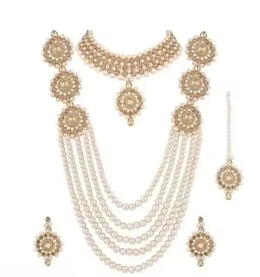 Gold-Plated American Diamond Bridal Jewellery Set for Women