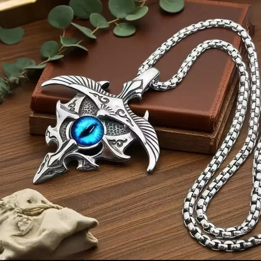 Men’s Agate Stone Pendant Locket with Rhodium-Plated Chain