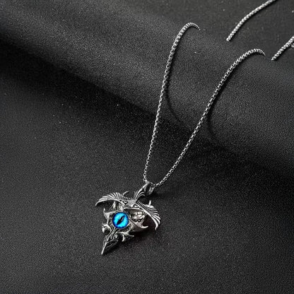 Men’s Agate Stone Pendant Locket with Rhodium-Plated Chain