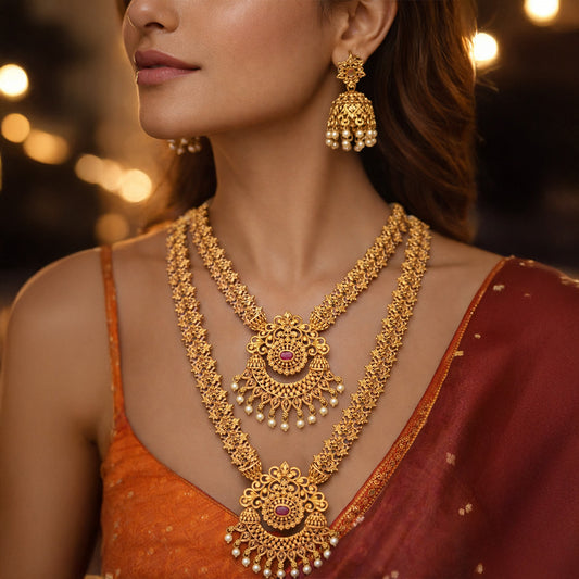 Princess Pearl Haram Jewellery Set – Gold-Plated for Women