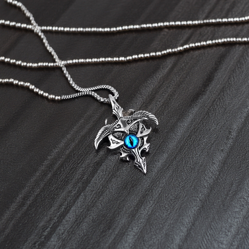 Men’s Agate Stone Pendant Locket with Rhodium-Plated Chain