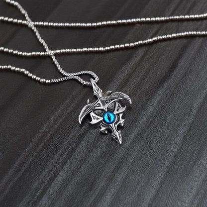 Men’s Agate Stone Pendant Locket with Rhodium-Plated Chain