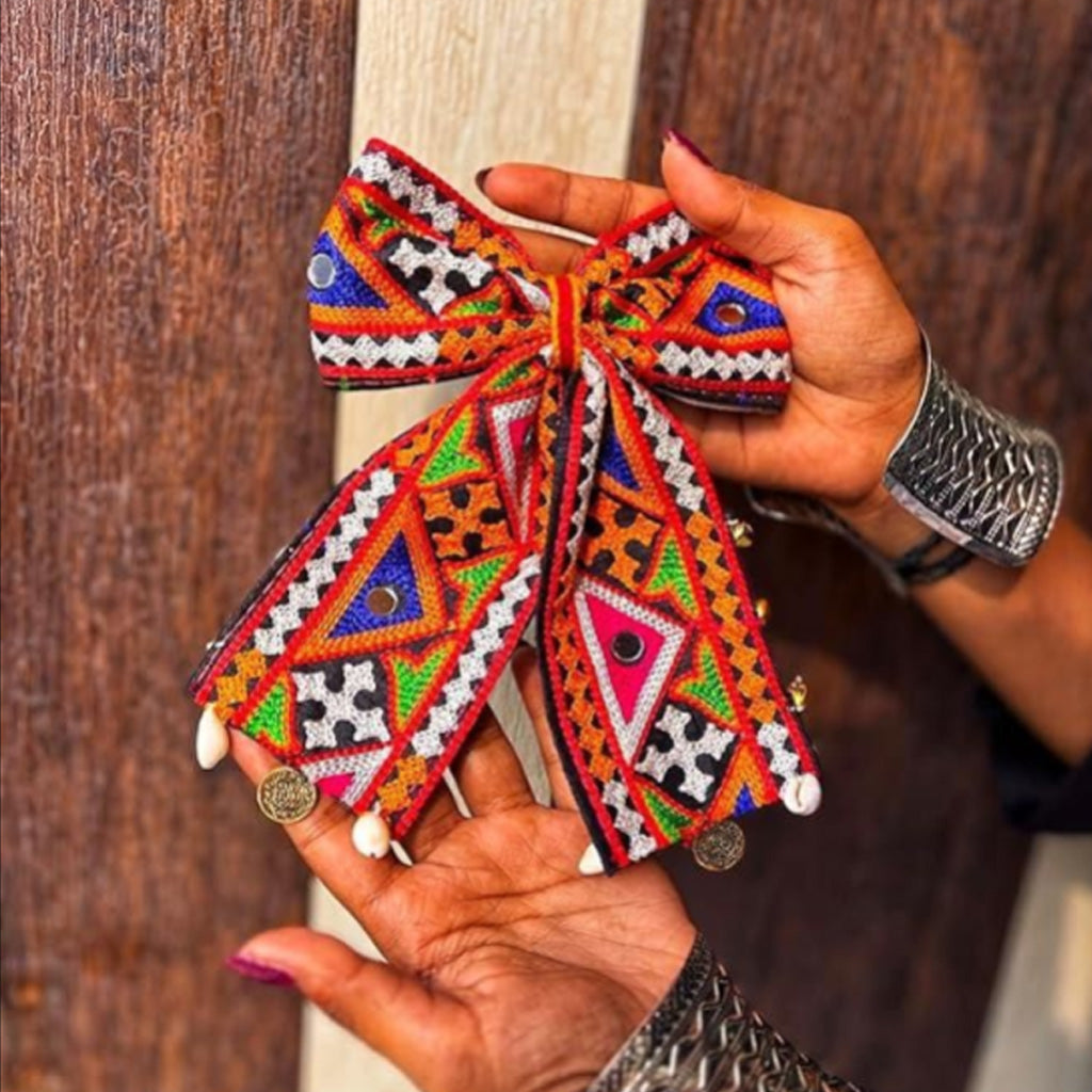 Navratri Gujarati Folk Art Hair Bow Set (Pack of 2)
