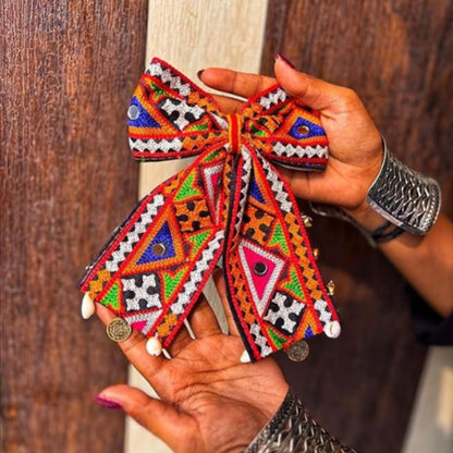 Navratri Gujarati Folk Art Hair Bow Set (Pack of 2)