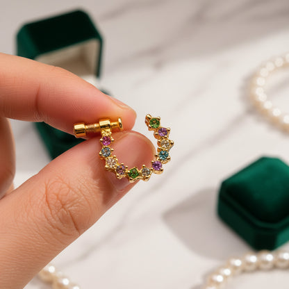 Multicolor Gold-Plated Nose Pins & Rings Set of 4 with CZ