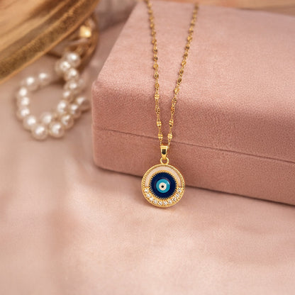 Minimal gold evil eye necklace for women daily wear jewellery
