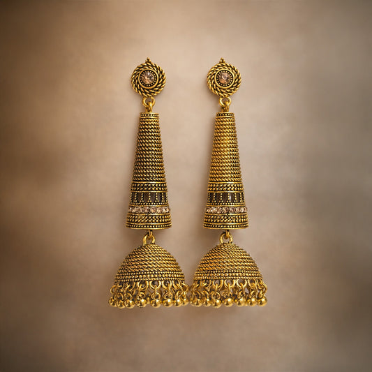 Traditional gold jhumka earrings