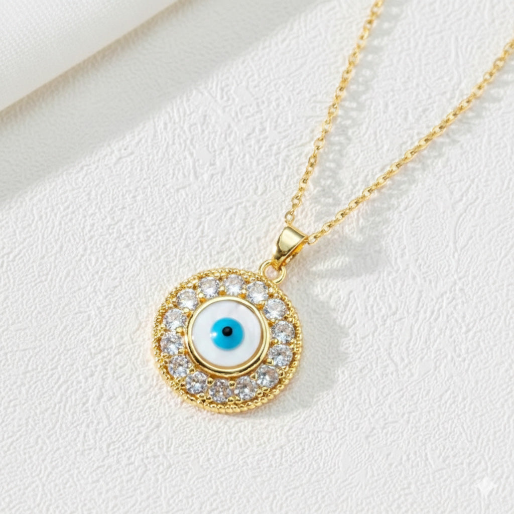 Korean Style Evil Eye Locket Necklace for Women
