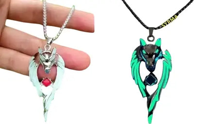 Glow in the Dark Wolf Pendant Necklace – Silver-Plated Chain