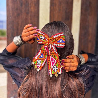 Navratri Gujarati Folk Art Hair Bow Set (Pack of 2)