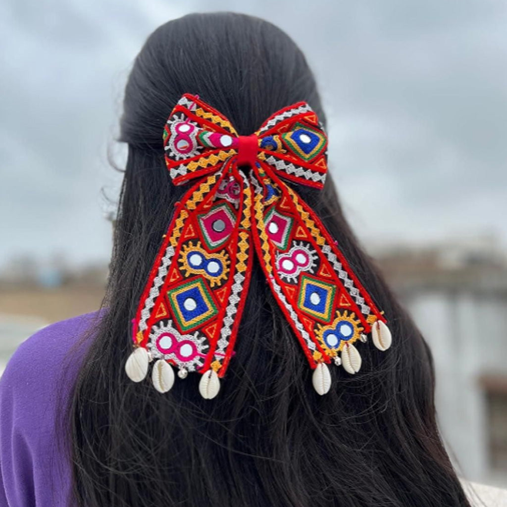 Navratri Gujarati Folk Art Hair Bow Set (Pack of 2)