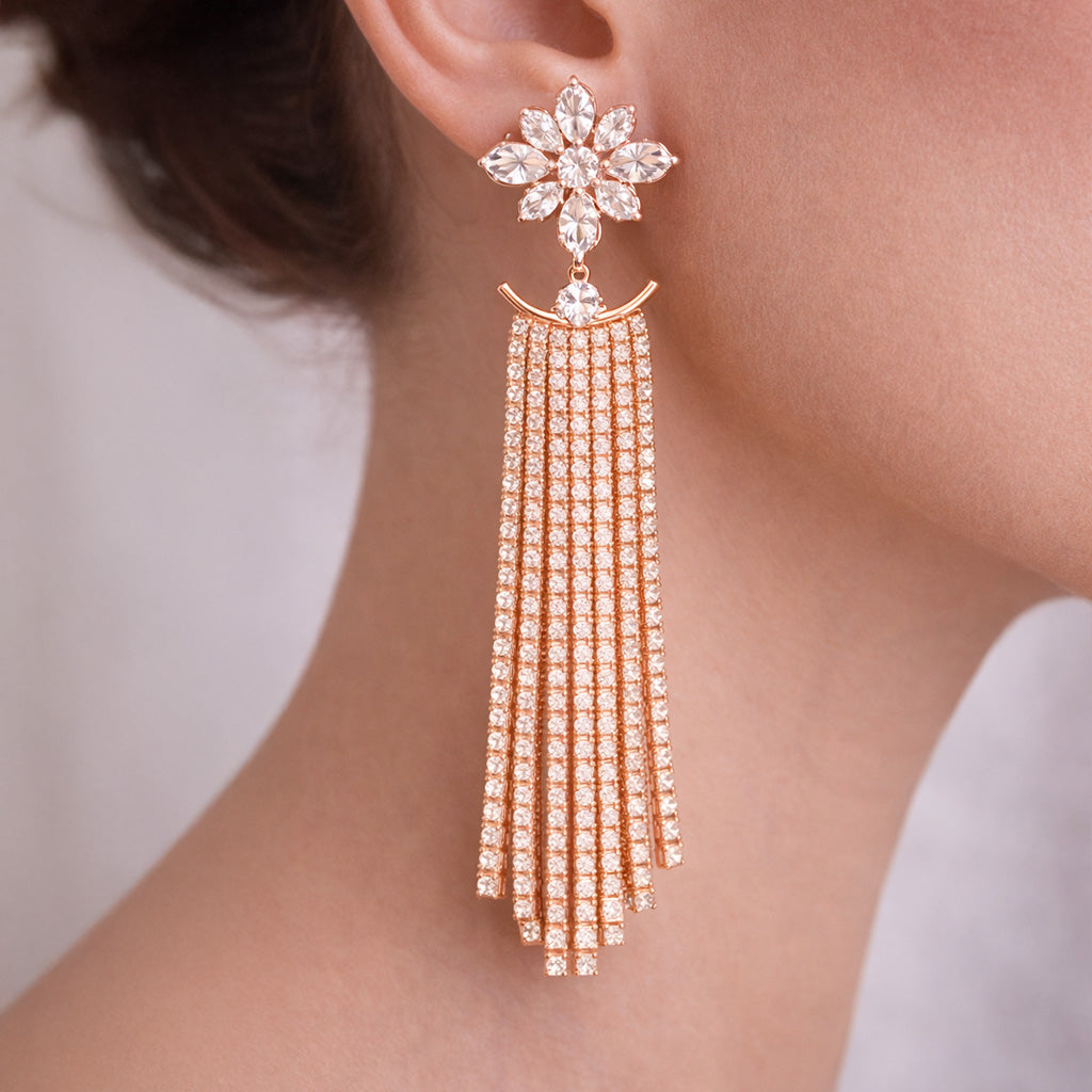 korean style earrings for girls party wear elegant tassel design