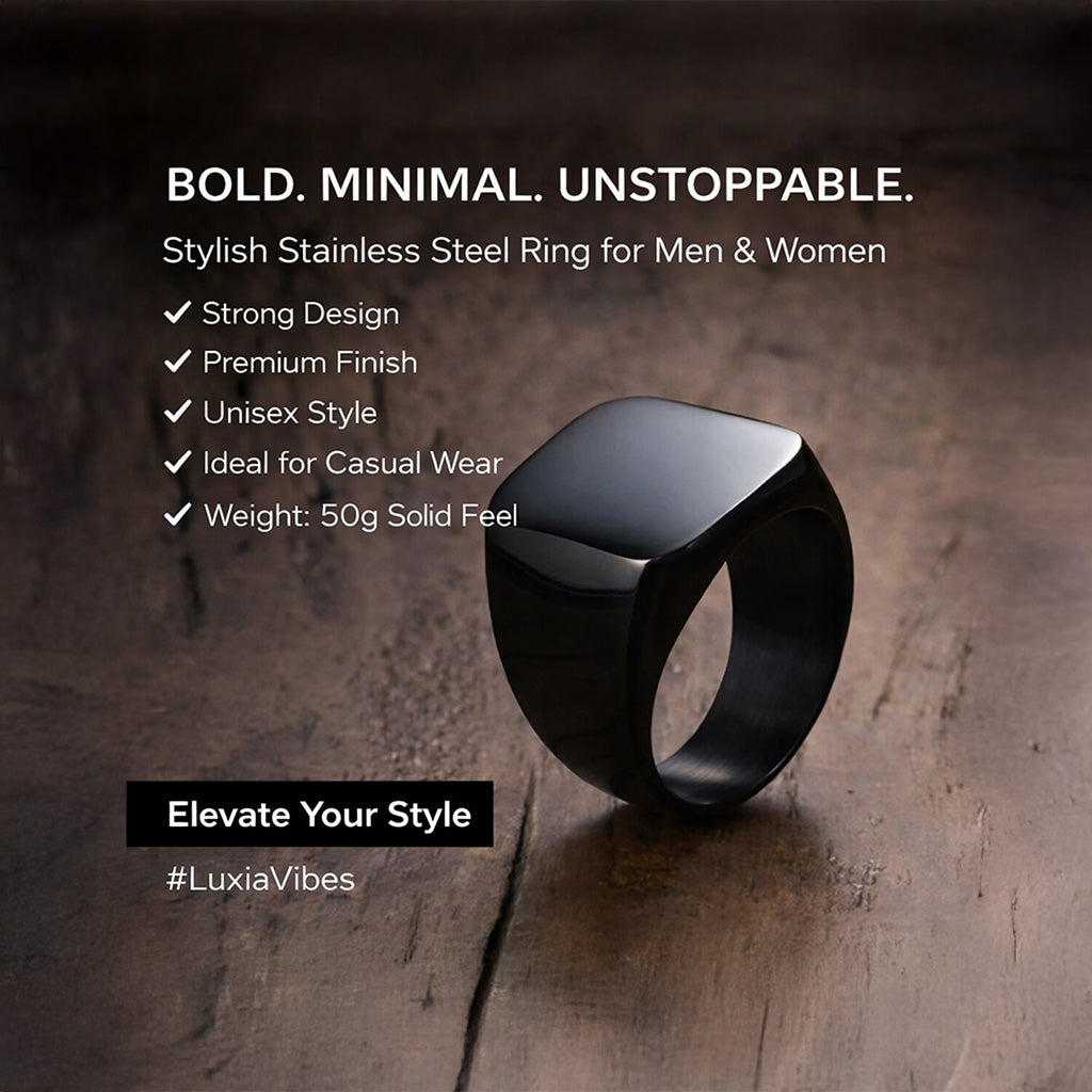 Stylish Stainless Steel Ring – Silver Plated for Men & Boys