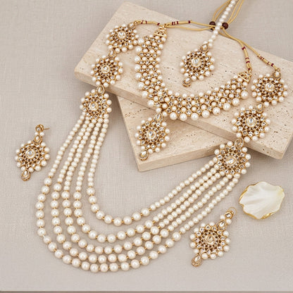 Gold-Plated American Diamond Bridal Jewellery Set for Women